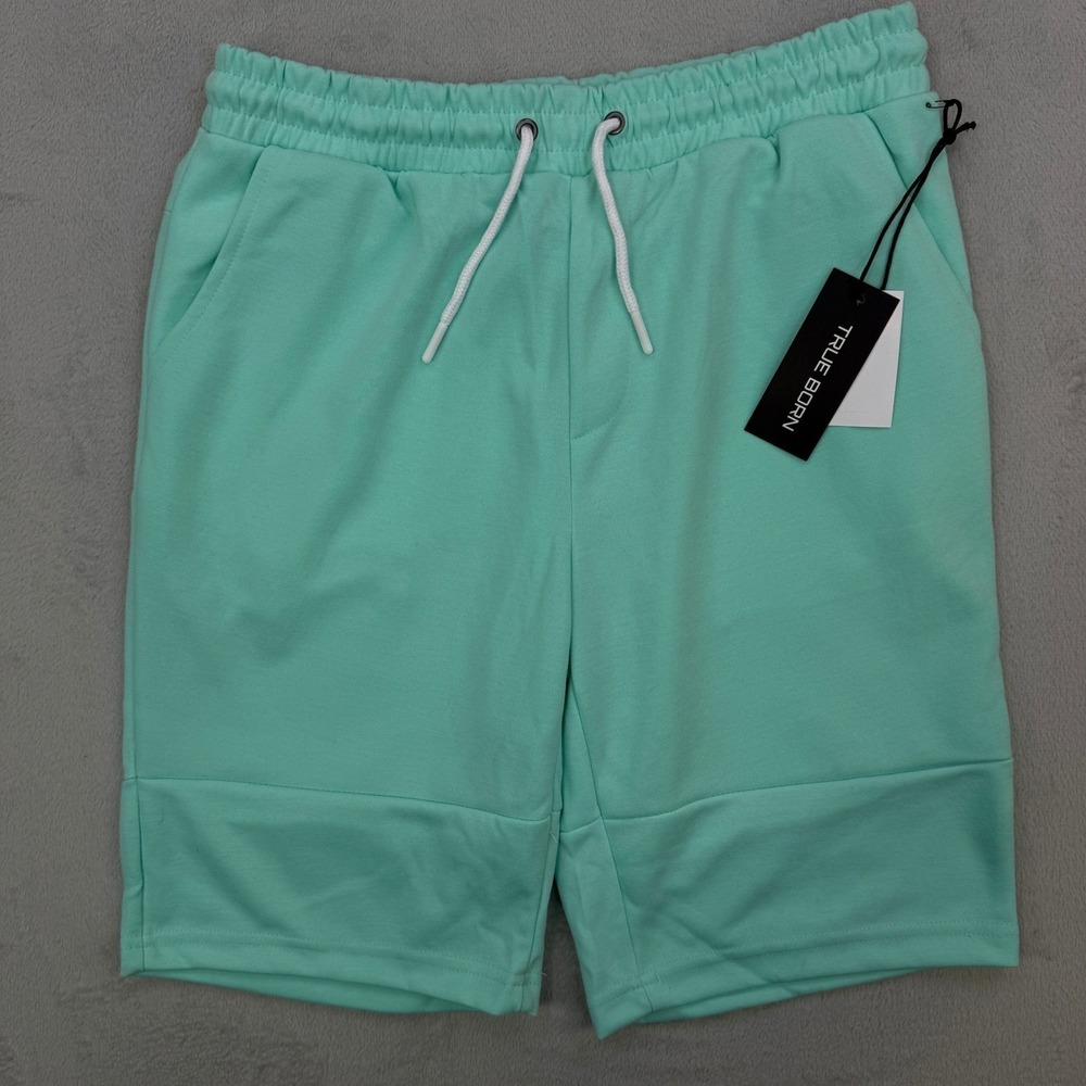 True‎ Born Knit Shorts Mens 2XL Mint Green Zipper Pockets Drawstring Streetwear